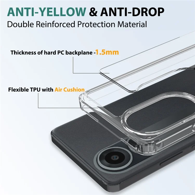 For Oppo A58 4G Case Transparent TPU+Acrylic Mobile Phone Cover
