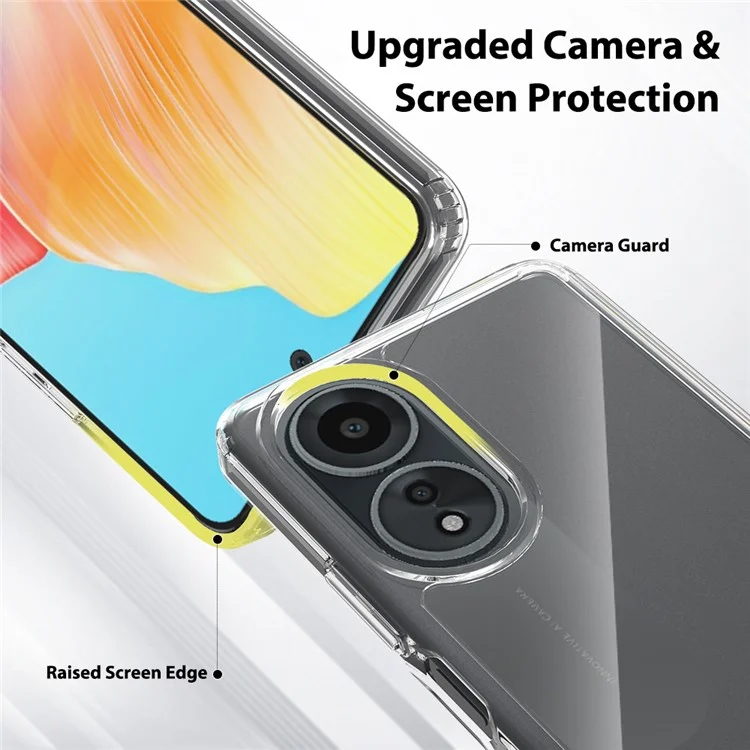 For Oppo A58 4G Case Transparent TPU+Acrylic Mobile Phone Cover