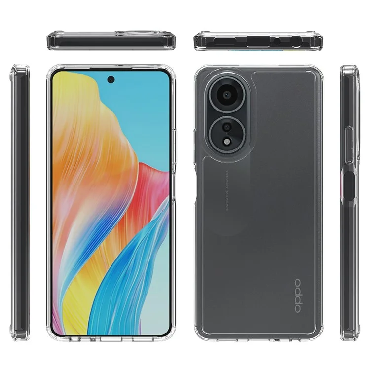 For Oppo A58 4G Case Transparent TPU+Acrylic Mobile Phone Cover