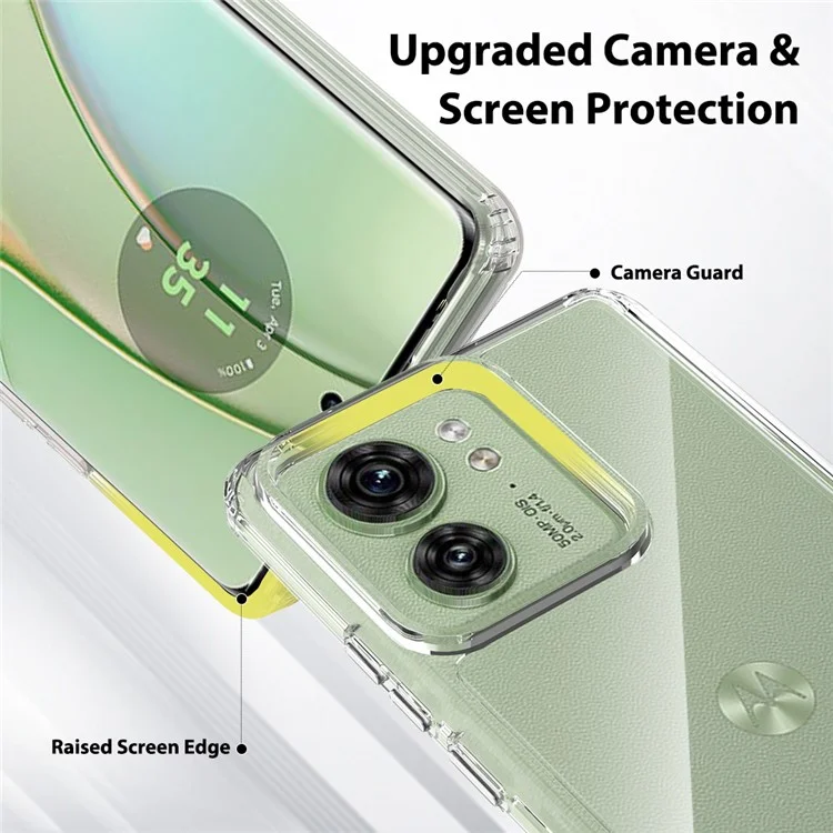 Para Motorola Edge 40 5G Funda Transparente de TPU Parachoques Carcasa Acrílica Trasera