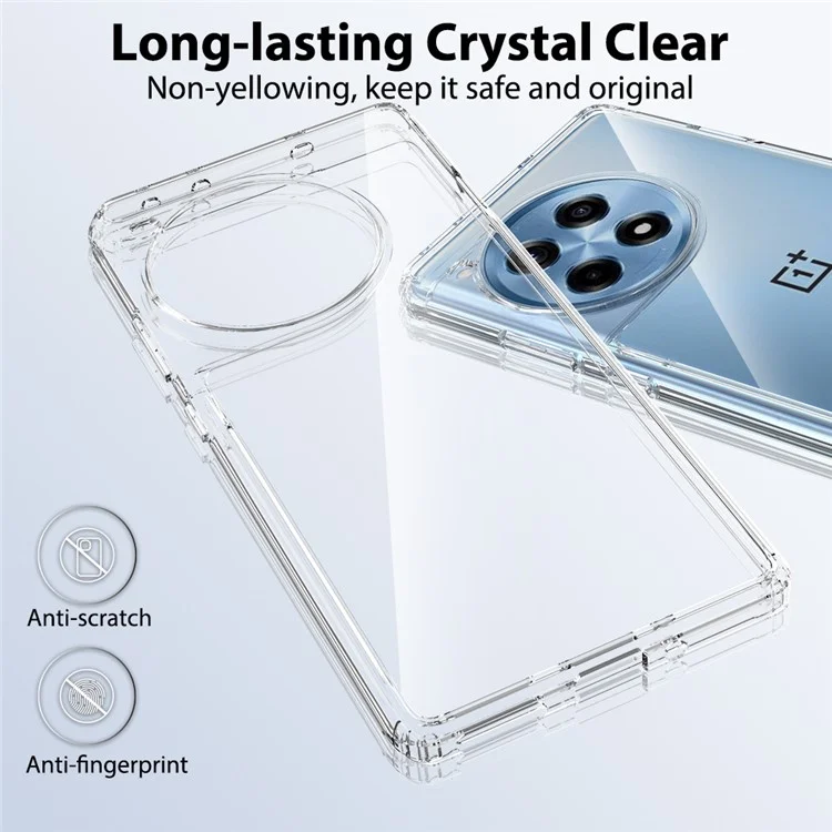 For OnePlus Ace 3 5G / 12R 5G Clear Case TPU+Acrylic Protective Phone Cover
