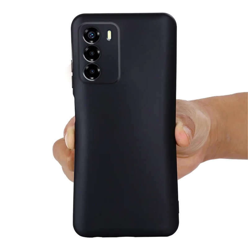 For ZTE Blade V40 Smart Case with Strap Liquid Silicone Anti-scratch Phone Cover - Black