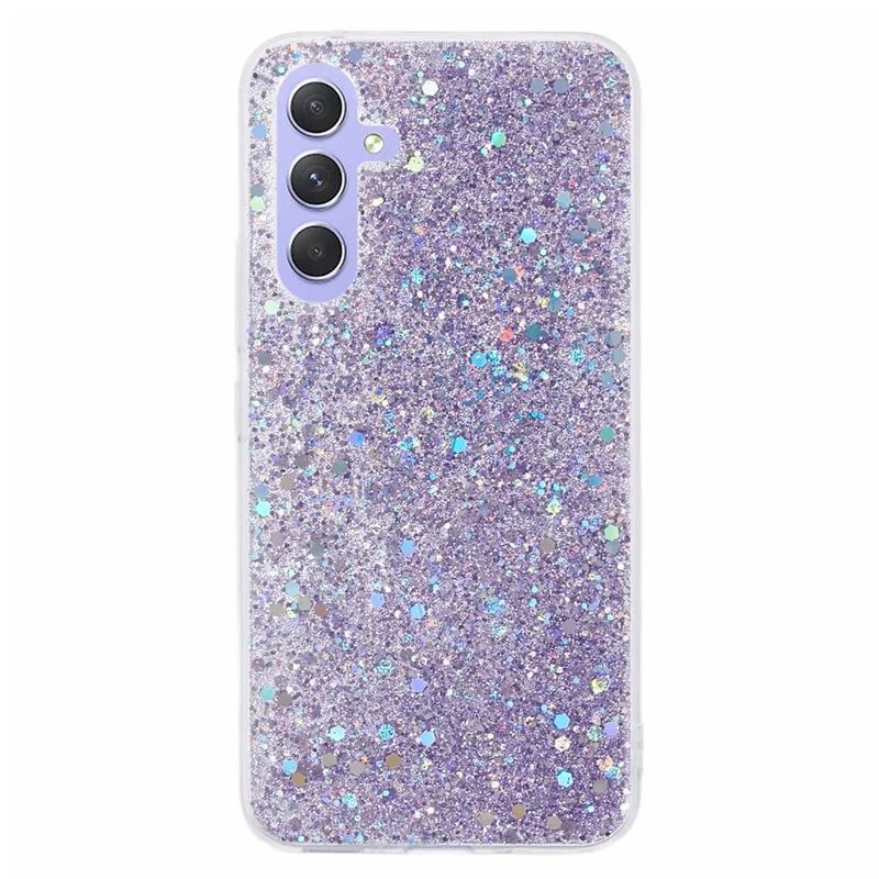 For Samsung Galaxy A15 4G / 5G Case Bump Proof Glittery Phone TPU Cover - Purple