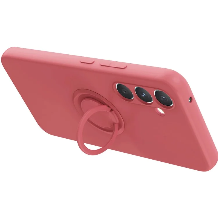 For Samsung Galaxy A25 5G (Global) (161.0 x 76.5 x 8.3mm) Case Ring Kickstand Phone Cover with Strap - Wine Red