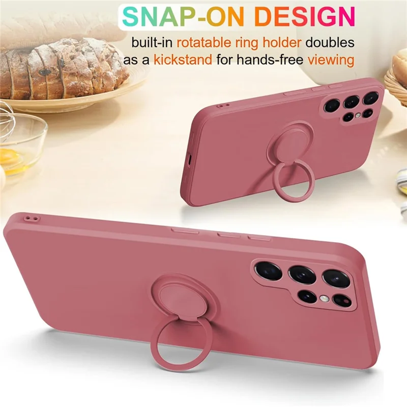 For Samsung Galaxy S24 Ultra Case with Strap Ring Holder Kickstand Phone Cover - Red