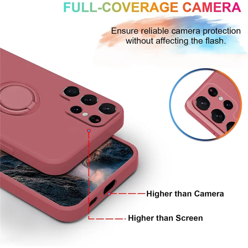 For Samsung Galaxy S24 Ultra Case with Strap Ring Holder Kickstand Phone Cover - Red