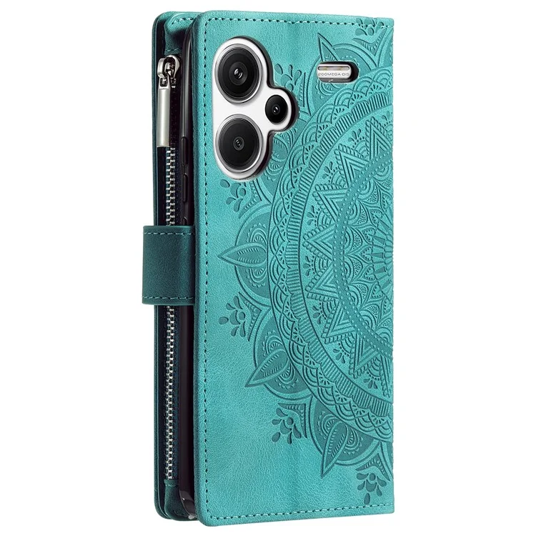 Para Xiaomi Redmi Note 13 Pro+ 5G Leather Case Mandala Pattern Wallet Phone Cover - Verde