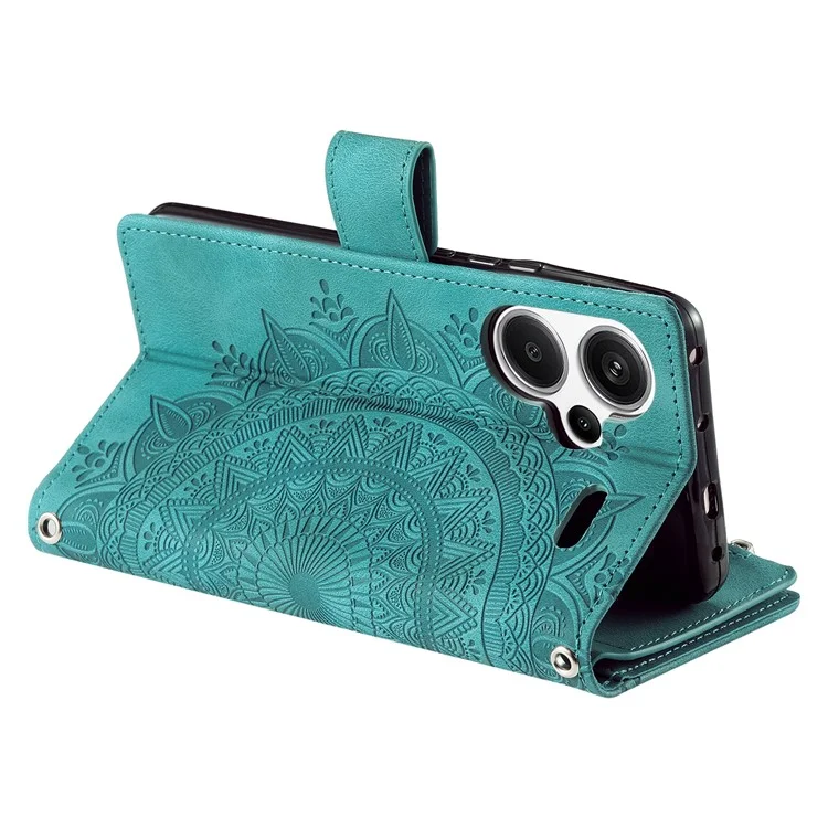 Para Xiaomi Redmi Note 13 Pro+ 5G Leather Case Mandala Pattern Wallet Phone Cover - Verde