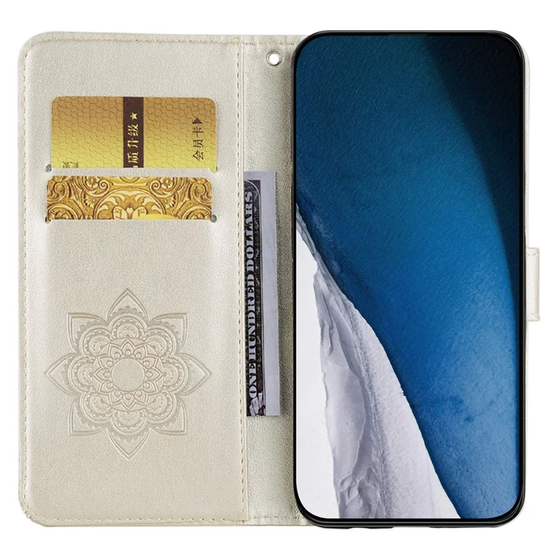 For Xiaomi Redmi Note 13 4G Case Rhinestone Leather Phone Cover Owl Flower Pattern - Gold