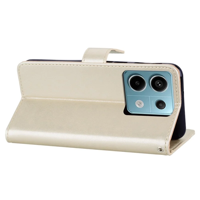 For Xiaomi Redmi Note 13 4G Case Rhinestone Leather Phone Cover Owl Flower Pattern - Gold