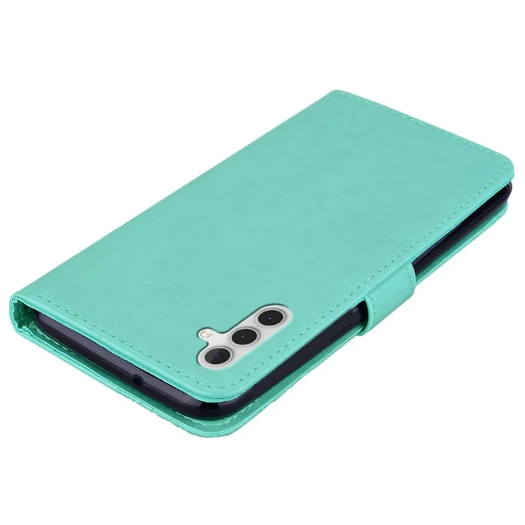 For Samsung Galaxy A55 5G Leather Case Rhinestone Wallet Phone Cover with Stand - Cyan