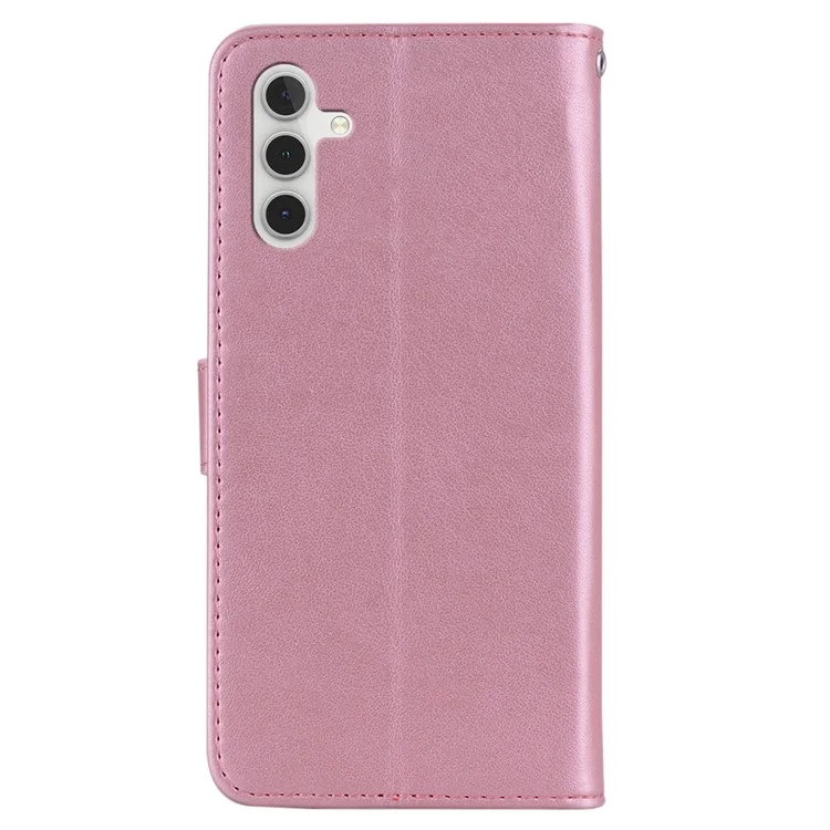 Pour Samsung Galaxy S24 Case Rhinestone Leather Phone Cover Owl Flower Pattern - Rose Gold