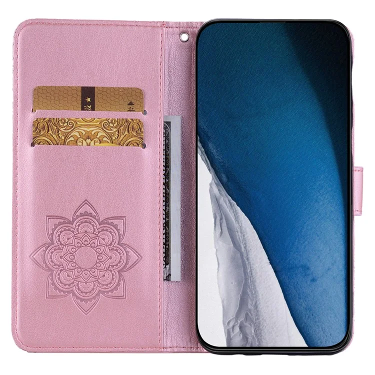 For Xiaomi Redmi Note 13 Pro 5G / Poco X6 5G Case Wallet Flip Phone Leather Cover Owl Flower Imprinted - Rose Gold