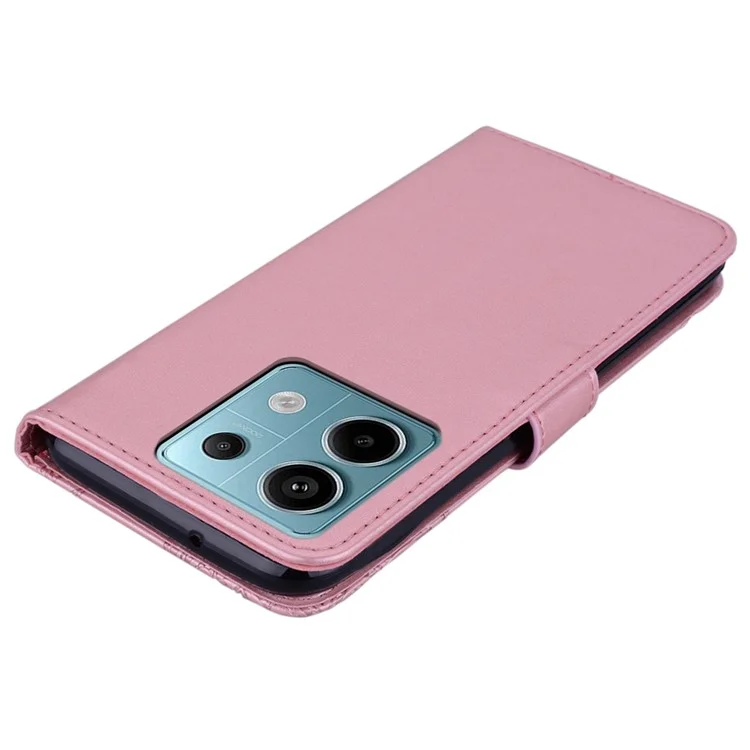 Para Xiaomi Redmi Nota 13 Pro 5g Caixa Flip Flip Phone Cover Cover Owl Flor Impresso - Rosa Ouro