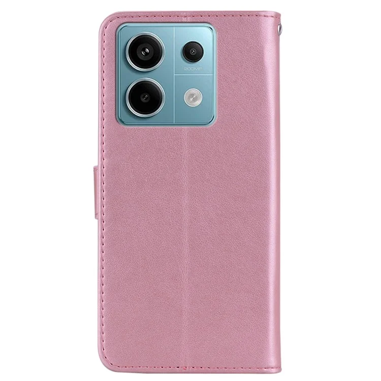 For Xiaomi Redmi Note 13 Pro 5G / Poco X6 5G Case Wallet Flip Phone Leather Cover Owl Flower Imprinted - Rose Gold