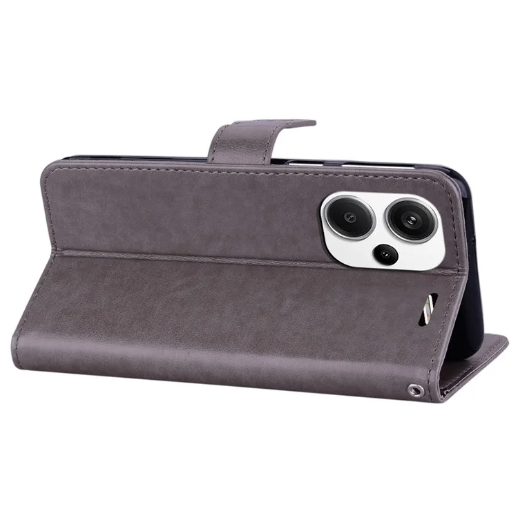 For Xiaomi Redmi Note 13 Pro+ 5G Case Wallet Leather Cover Rhinestone Decor - Grey
