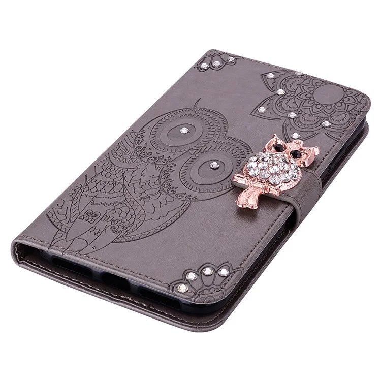 For Xiaomi Redmi Note 13 Pro+ 5G Case Wallet Leather Cover Rhinestone Decor - Grey