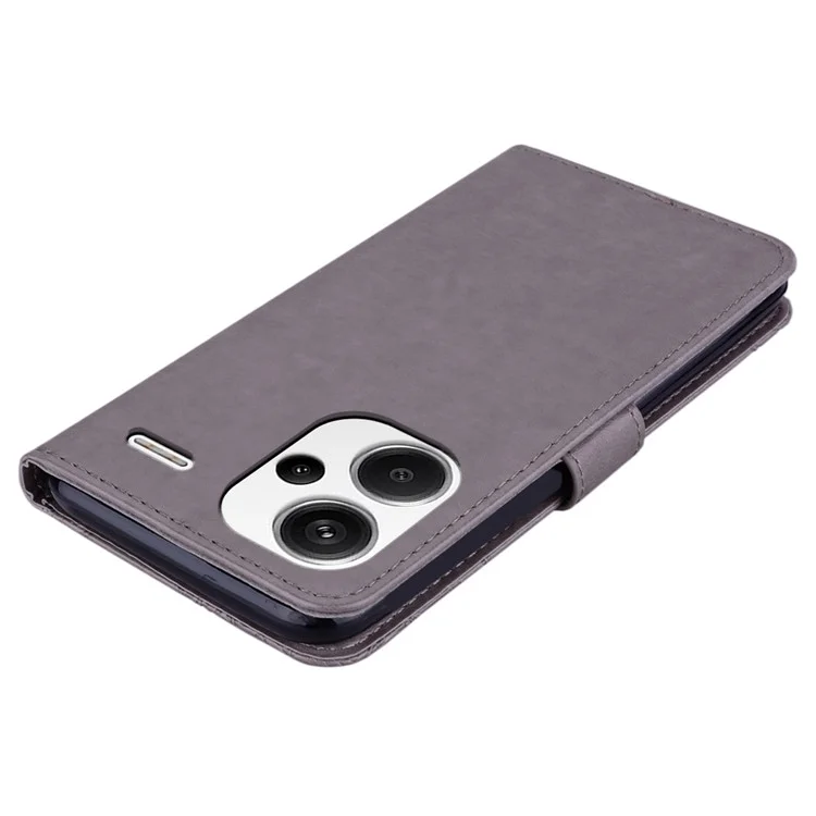 For Xiaomi Redmi Note 13 Pro+ 5G Case Wallet Leather Cover Rhinestone Decor - Grey