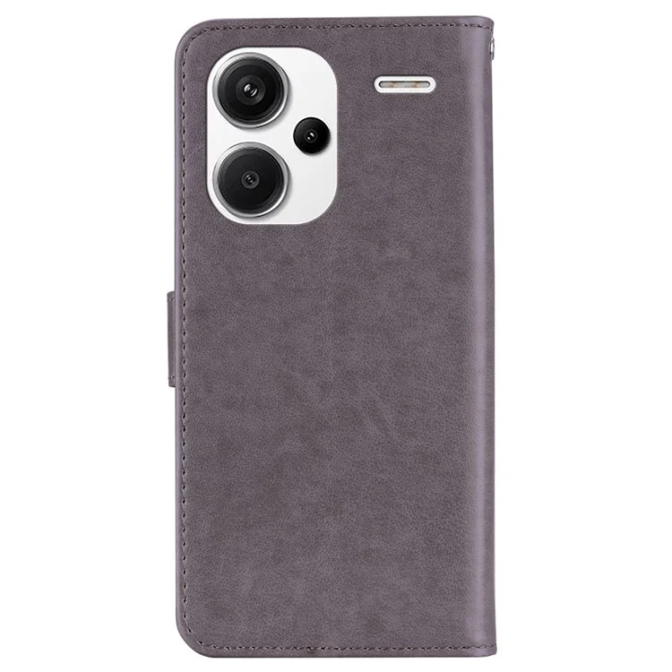 For Xiaomi Redmi Note 13 Pro+ 5G Case Wallet Leather Cover Rhinestone Decor - Grey