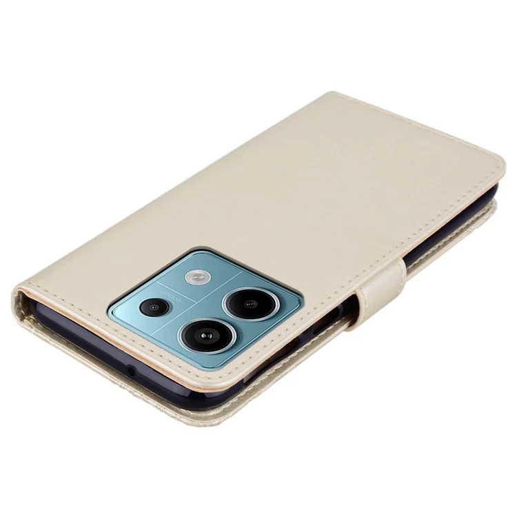 Para Xiaomi Redmi Note 13 Pro 4G / Poco M6 Pro 4G Funda Cartera de Pie Cubierta de Teléfono de Cuero - Oro
