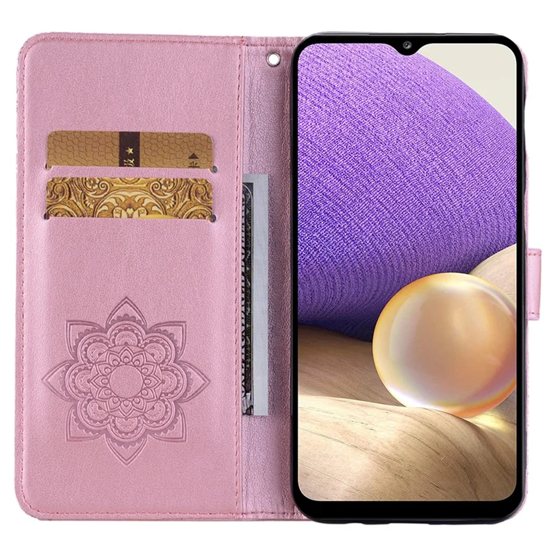 For Samsung Galaxy A35 5G Leather Case Owl Imprinted Wallet Flip Phone Cover - Rose Gold