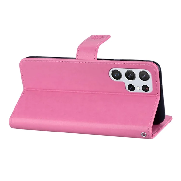 Для Samsung Galaxy S24 Ultra Case Wallet Stand Owl Pattern Phone Cover - Rose