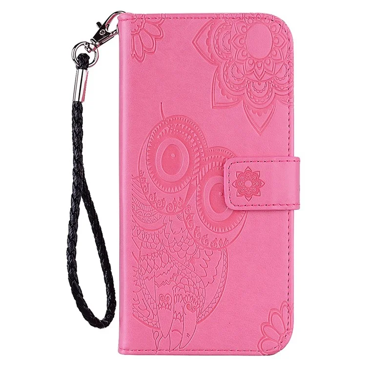 Для Samsung Galaxy S24 Ultra Case Wallet Stand Owl Pattern Phone Cover - Rose