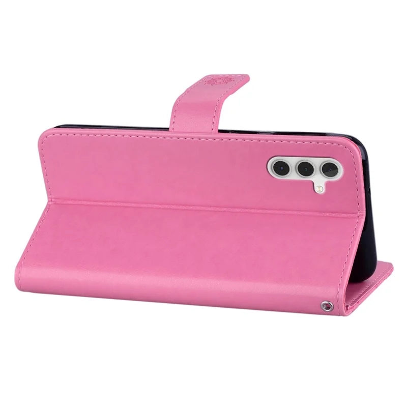 For Samsung Galaxy A55 5G Leather Case Wallet Phone Cover Owl Pattern Imprinted - Rose