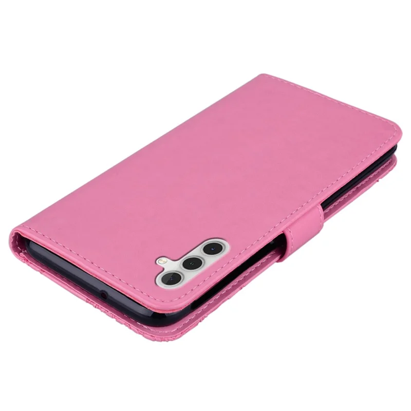 For Samsung Galaxy A55 5G Leather Case Wallet Phone Cover Owl Pattern Imprinted - Rose