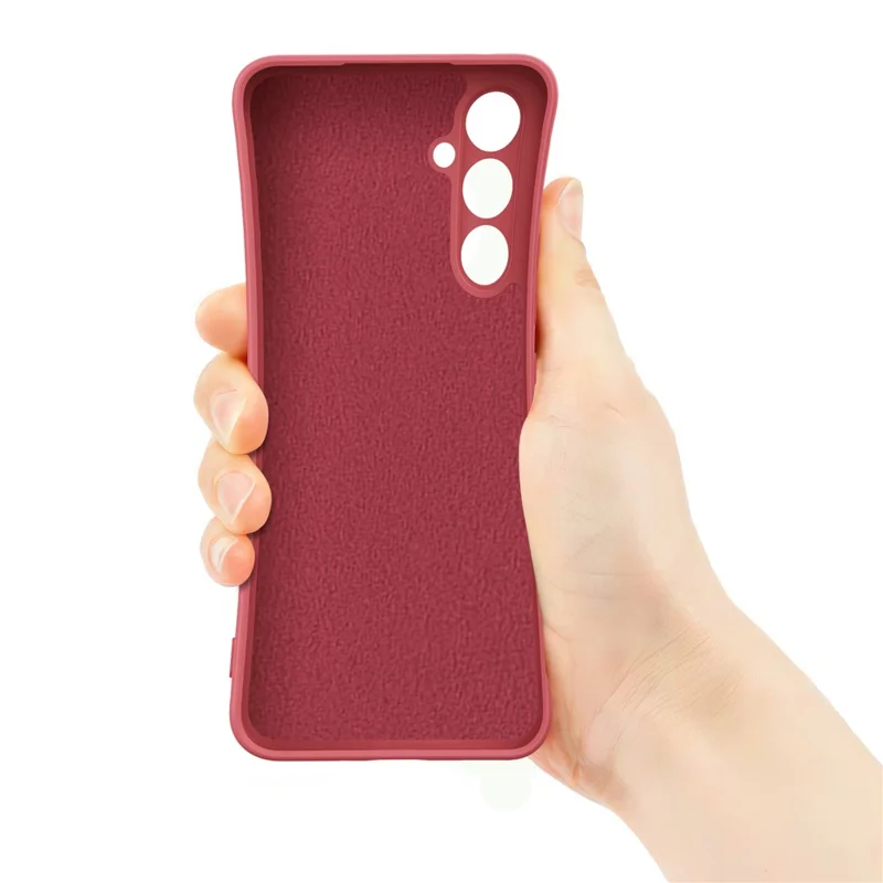 Para Samsung Galaxy A55 5G Liquid Silicone Case Ring Tickstand Telephip Con Cordón - Vino Rojo