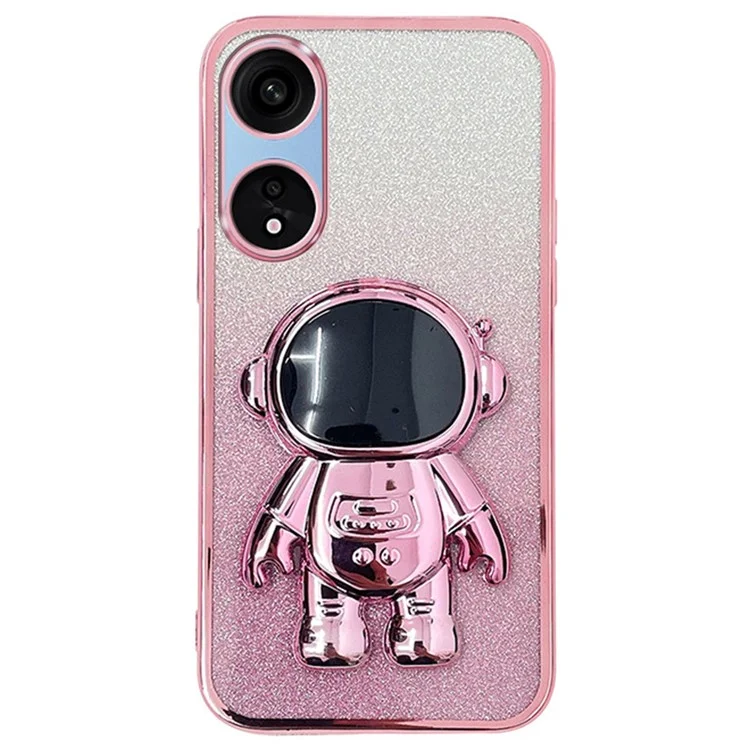 Capa de Telefone para Oppo A1 Pro 5G / Reno8 T 5G PC+TPU Glitter Astronauta com Suporte - Rosa