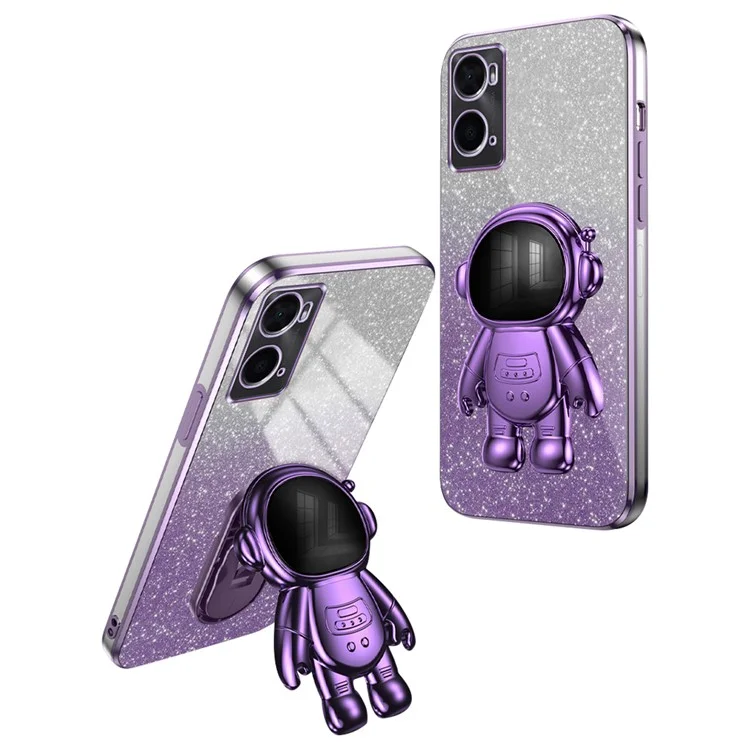 Für Oppo A36 / A76 / Realme 9i 5G Astronaut Kickstand PC+TPU Schutzhülle mit Fallschutz - Lila