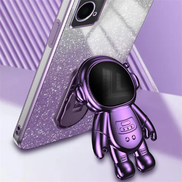 Für Oppo A36 / A76 / Realme 9i 5G Astronaut Kickstand PC+TPU Schutzhülle mit Fallschutz - Lila