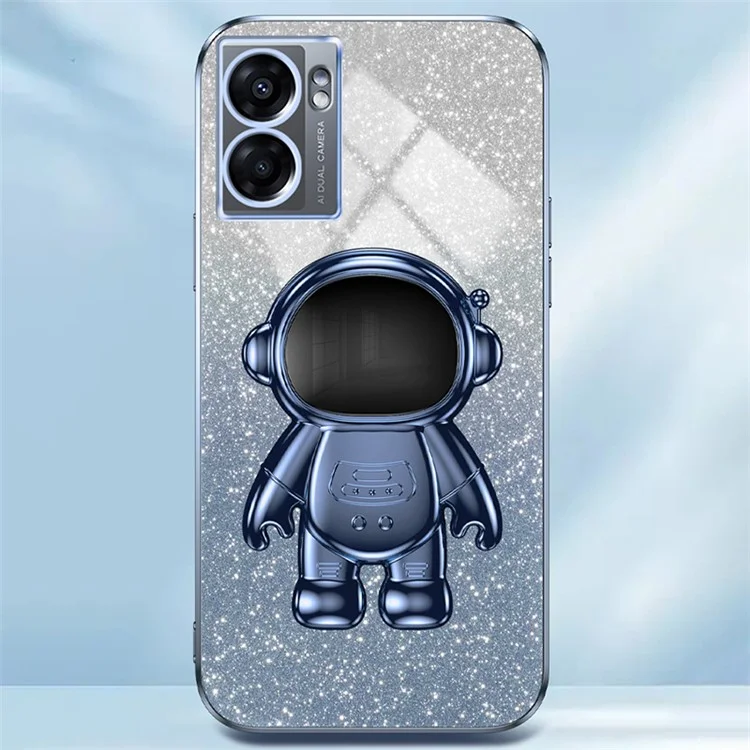 Para Oppo A57 (2022) 5G / A77 5G / Realme Q5i / Realme V23 5G Estuche de teléfono de PC+TPU con soporte de astronauta - Azul