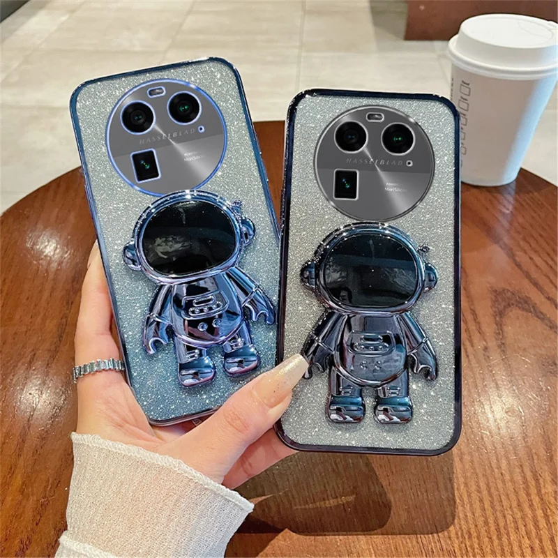 For Oppo Find X6 Pro Astronaut Kickstand PC+TPU Scratch-resistant Shell Electroplating Phone Case - Blue
