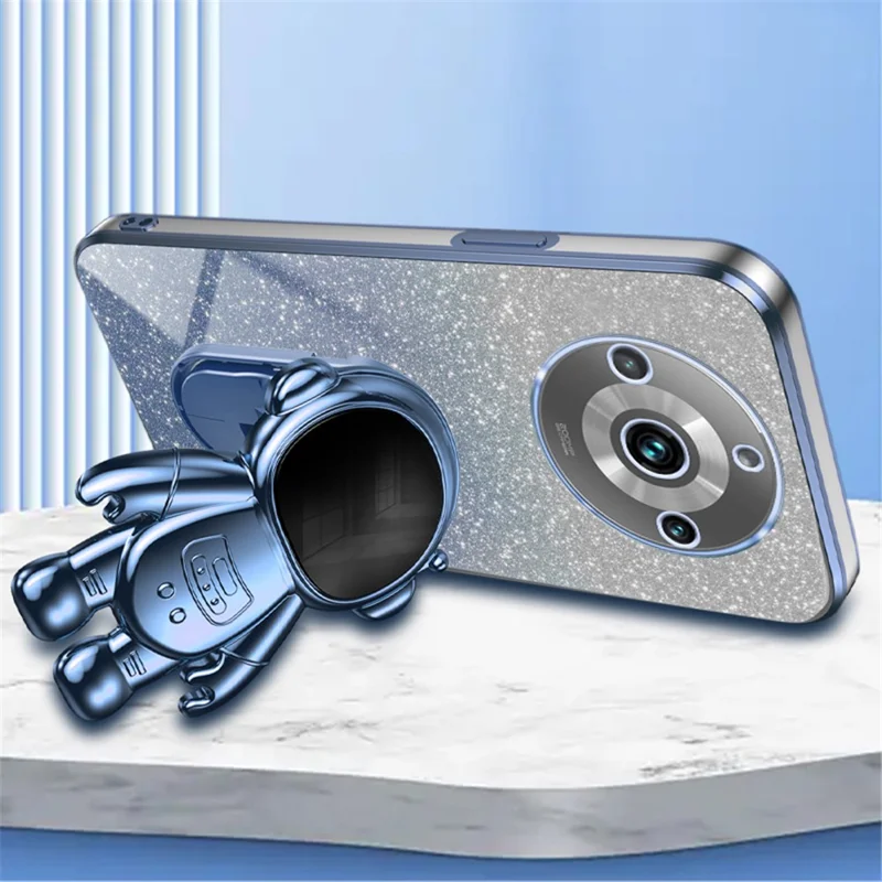 Phone Shell for Realme 11 Pro+ 5G / 11 Pro 5G Kickstand PC+TPU Case Electroplating Phone Cover - Blue
