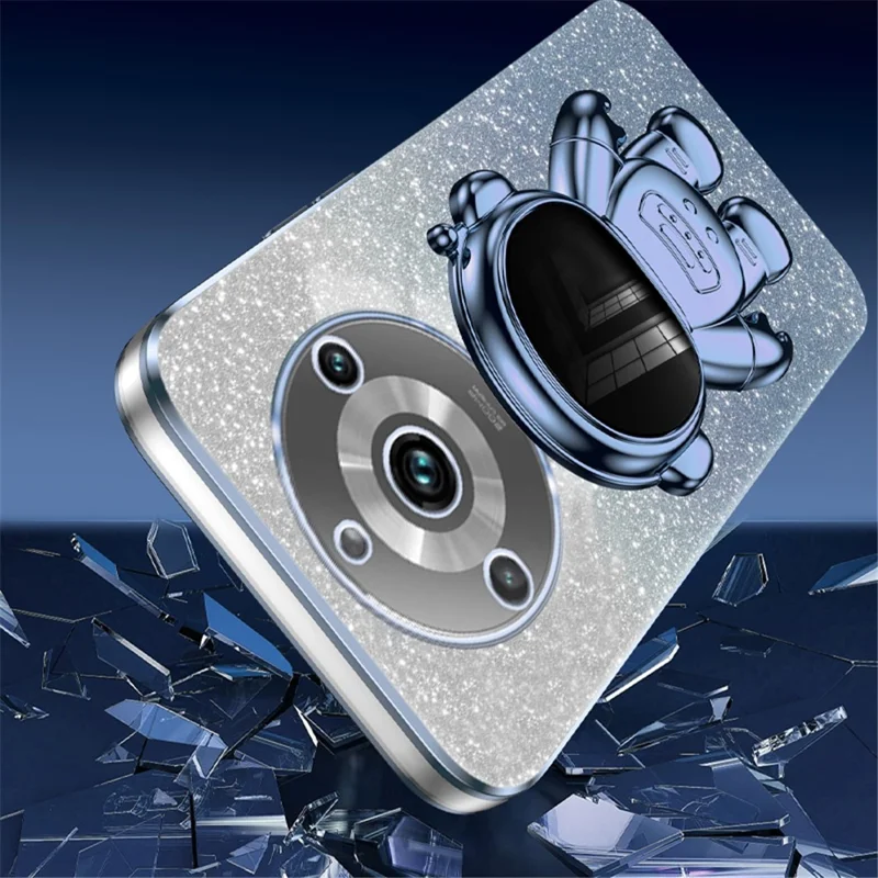 Phone Shell for Realme 11 Pro+ 5G / 11 Pro 5G Kickstand PC+TPU Case Electroplating Phone Cover - Blue