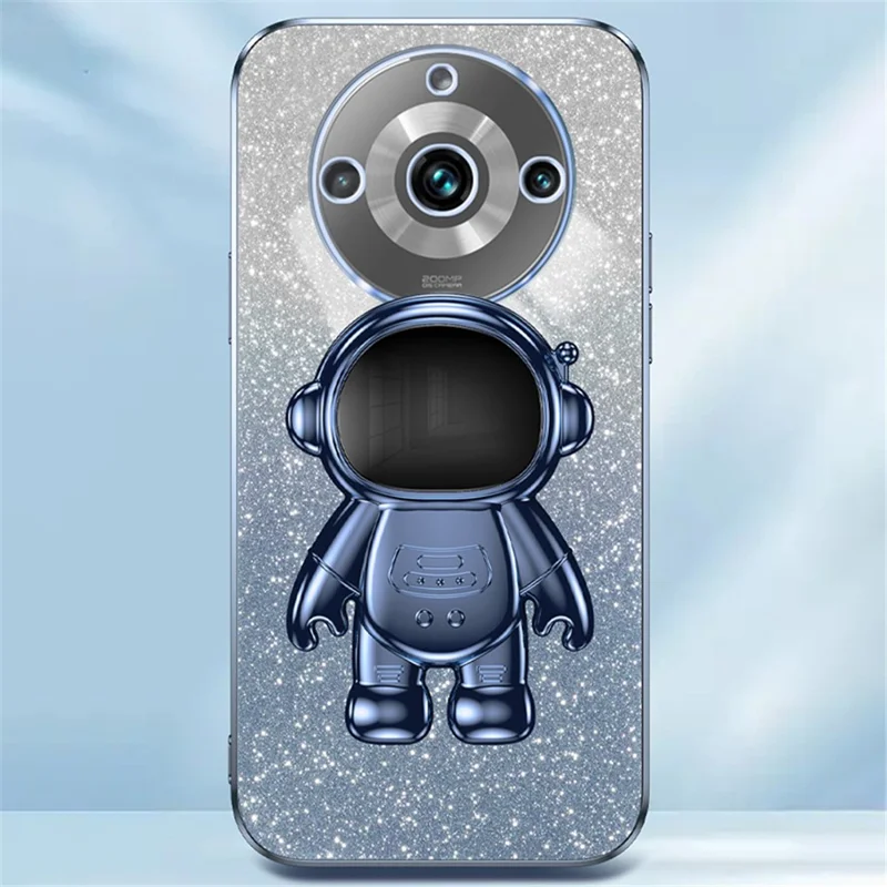 Phone Shell for Realme 11 Pro+ 5G / 11 Pro 5G Kickstand PC+TPU Case Electroplating Phone Cover - Blue