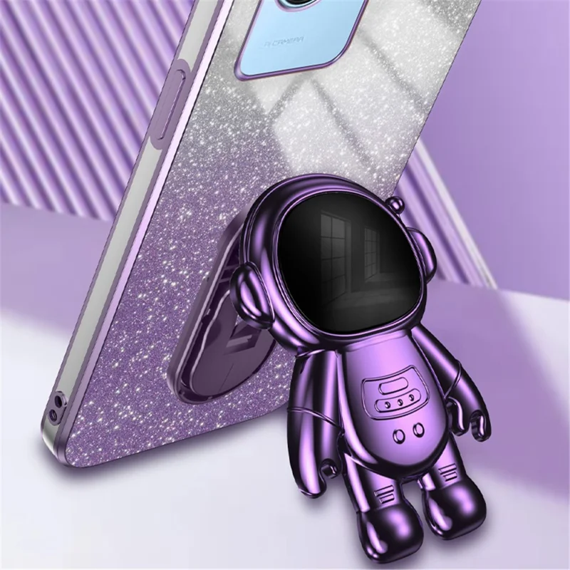 For Realme C30s 4G / C30 4G Cases Shockproof Kickstand PC+TPU Cover Electroplating Phone Shell - Purple