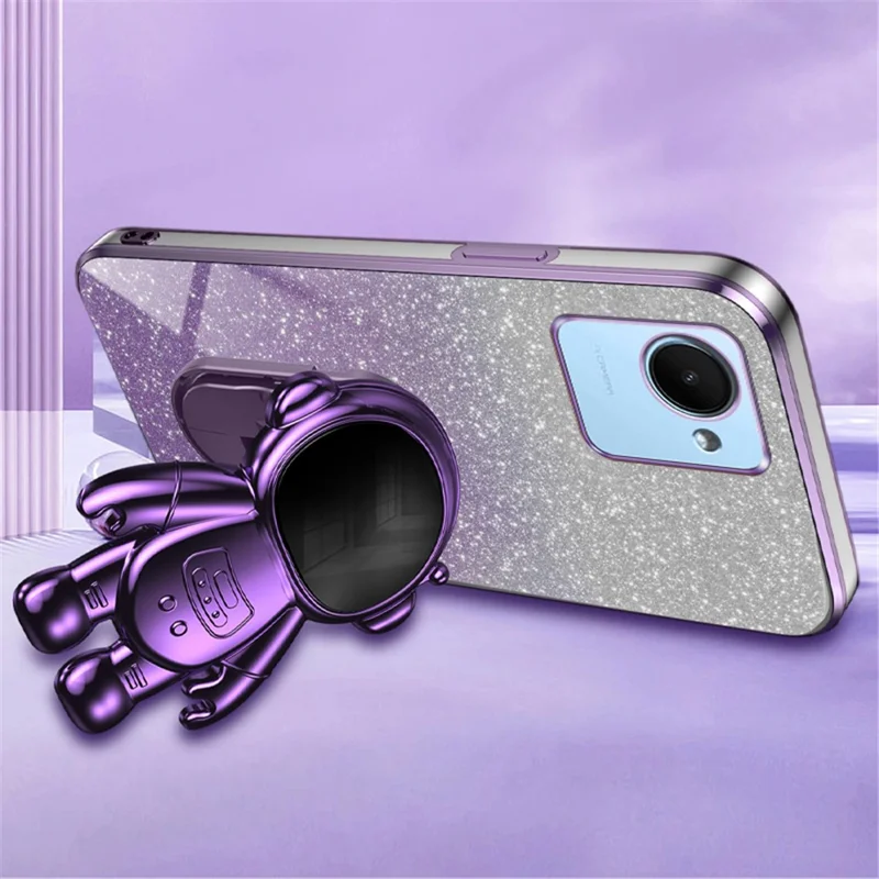 For Realme C30s 4G / C30 4G Cases Shockproof Kickstand PC+TPU Cover Electroplating Phone Shell - Purple