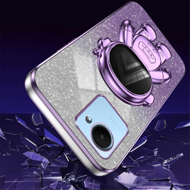 For Realme C30s 4G / C30 4G Cases Shockproof Kickstand PC+TPU Cover Electroplating Phone Shell - Purple