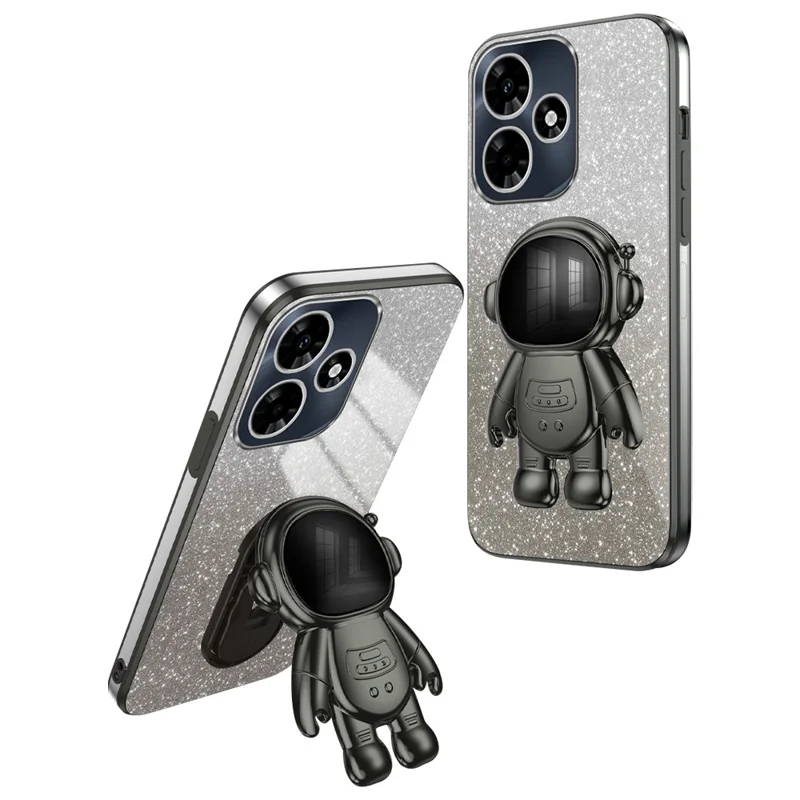 Étui pour Infinix Hot 30i Coque de téléphone antichoc Poudre pailletée Coque de téléphone Électroplaquage Support - Noir