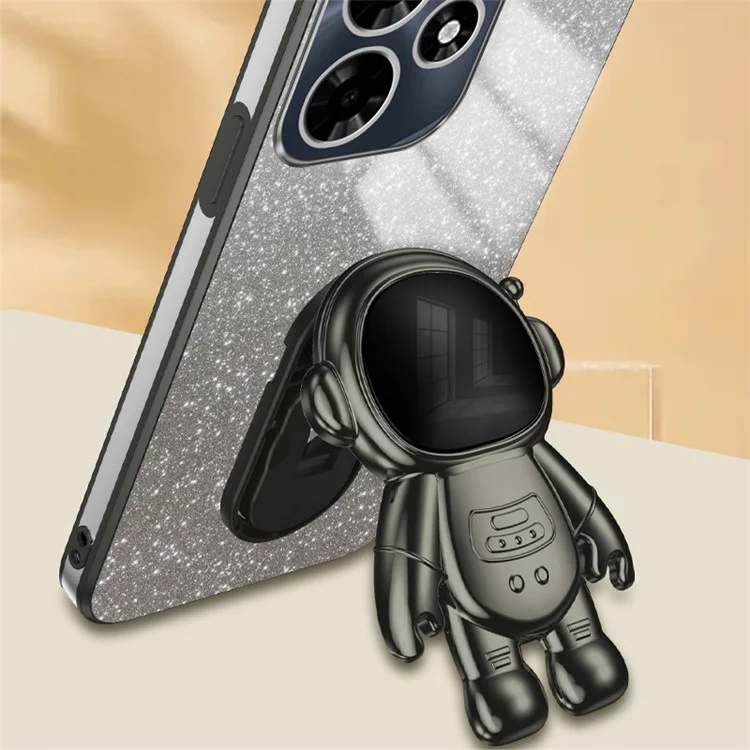 Étui pour Infinix Hot 30i Coque de téléphone antichoc Poudre pailletée Coque de téléphone Électroplaquage Support - Noir