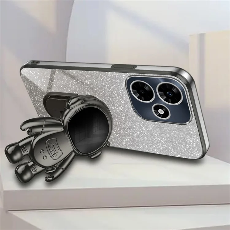 Étui pour Infinix Hot 30i Coque de téléphone antichoc Poudre pailletée Coque de téléphone Électroplaquage Support - Noir