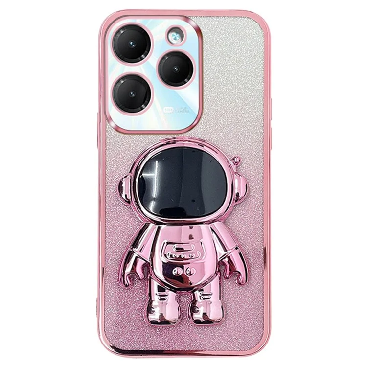 For Infinix Hot 40 / Hot 40 Pro Kickstand PC+TPU Case Dustproof Cover Phone Shell - Pink