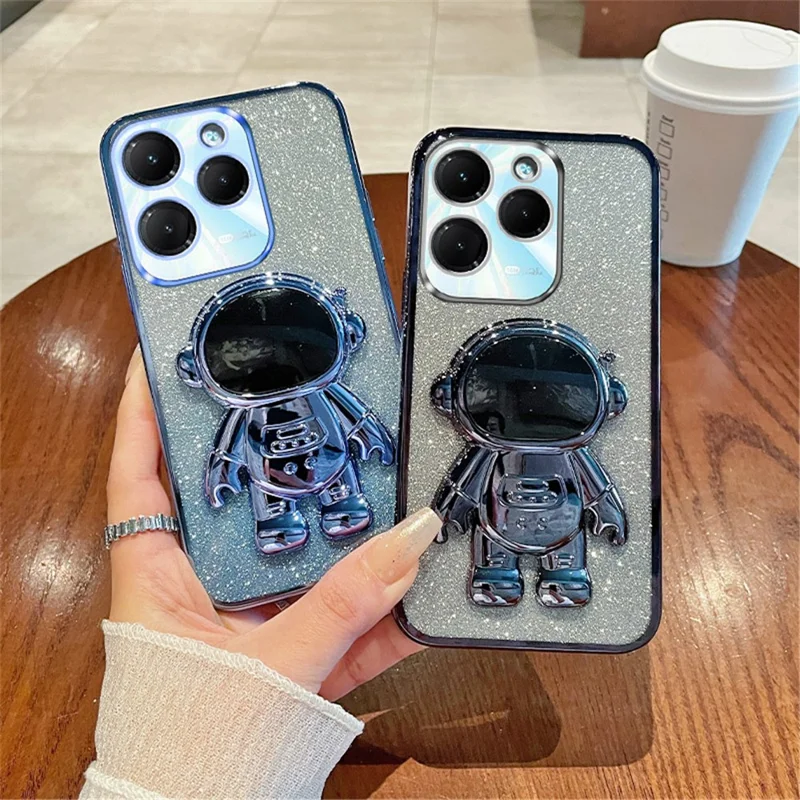 Para el Infinix Hot 40 / Hot 40 Pro Funda con Soporte de PC+TPU a Prueba de Polvo Cubierta Protectora para Teléfono - Azul