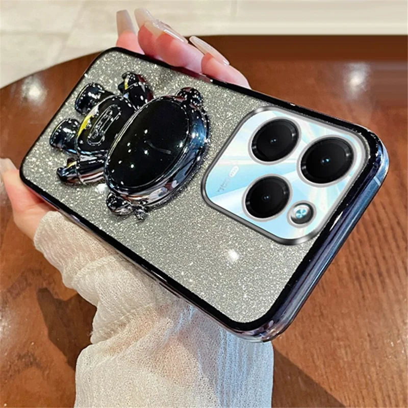 For Infinix Hot 40 / Hot 40 Pro Kickstand PC+TPU Case Dustproof Cover Phone Shell - Black