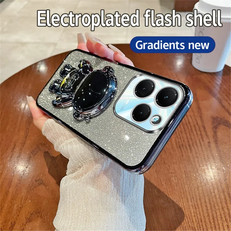 For Infinix Hot 40 / Hot 40 Pro Kickstand PC+TPU Case Dustproof Cover Phone Shell - Black