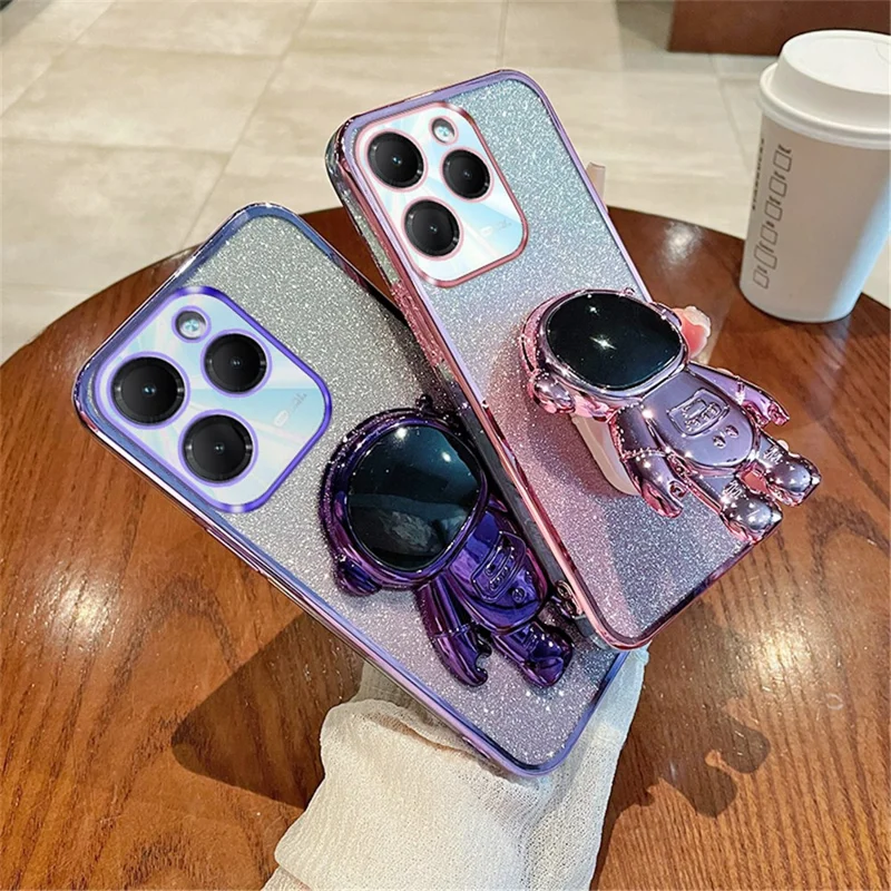 For Infinix Hot 40 / Hot 40 Pro Kickstand PC+TPU Case Dustproof Cover Phone Shell - Black