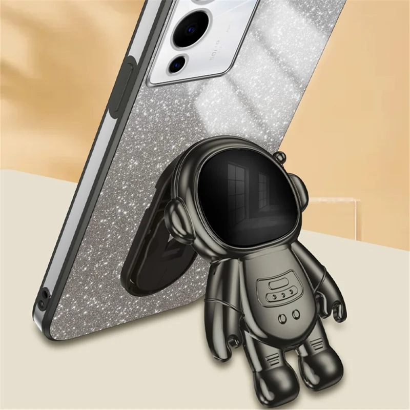 For Infinix Note 12 G96 4G Kickstand PC+TPU Case Electroplating Anti-Fall Phone Shell - Black